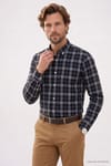 Regular Fit Rahat Kesim Düğmeli Yaka Uzun Kollu Kareli Erkek Gömlek