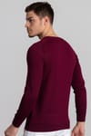 Slim Fit Dar Kesim Bisiklet Yaka Düz Yün Erkek Kazak