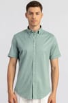 SLIM FIT KISA KOL LIYCRA SATEN BASKILI ERKEK GÖMLEK