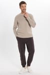 Unisex Relax Fit Rahat Kesim Şardonlu 3 Cepli Lastikli Jogger Paça Kahverengi Eşofman Altı