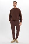 Unisex Relax Fit Rahat Kesim Şardonlu 3 Cepli Lastikli Jogger Paça Kahverengi Eşofman Altı