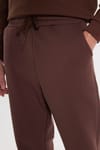 Unisex Relax Fit Rahat Kesim Şardonlu 3 Cepli Lastikli Jogger Paça Kahverengi Eşofman Altı