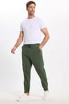 Unisex Relax Fit Rahat Kesim Şardonlu 3 Cepli Lastikli Jogger Paça Yeşil Eşofman Altı