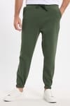 Unisex Relax Fit Rahat Kesim Şardonlu 3 Cepli Lastikli Jogger Paça Yeşil Eşofman Altı