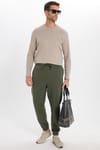Unisex Relax Fit Rahat Kesim Şardonlu 3 Cepli Lastikli Jogger Paça Yeşil Eşofman Altı
