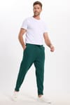 Unisex Relax Fit Rahat Kesim Şardonlu 3 Cepli Lastikli Jogger Paça Yeşil Eşofman Altı