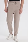 Unisex Relax Fit Rahat Kesim Şardonlu 3 Cepli Lastikli Jogger Paça Bej Eşofman Altı