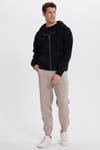 Unisex Relax Fit Rahat Kesim Şardonlu 3 Cepli Lastikli Jogger Paça Bej Eşofman Altı