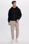 Unisex Relax Fit Rahat Kesim Şardonlu 3 Cepli Lastikli Jogger Paça Bej Eşofman Altı