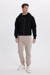 Unisex Relax Fit Rahat Kesim Şardonlu 3 Cepli Lastikli Jogger Paça Bej Eşofman Altı