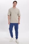 Erkek Regular Fit Klasik Kesim Beli Bağcıklı Jogger Cepli Lastikli Paça İndigo Eşofman Altı
