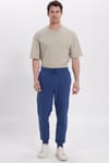 Erkek Regular Fit Klasik Kesim Beli Bağcıklı Jogger Cepli Lastikli Paça İndigo Eşofman Altı
