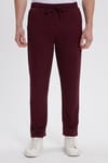 Erkek Slim Fit Dar Kesim Beli Bağcıklı 3 Cepli Geniş Paça Bordo Eşofman Altı