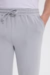 Erkek Slim Fit Dar Kesim Beli Bağcıklı 3 Cepli Geniş Paça Gri Eşofman Altı
