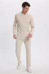 Erkek Slim Fit Dar Kesim Beli Bağcıklı 3 Cepli Geniş Paça Kemik Eşofman Altı