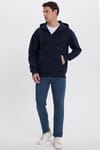 Erkek Slim Fit Dar Kesim Beli Bağcıklı 3 Cepli Geniş Paça Koyu Petrol Eşofman Altı