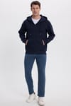 Erkek Slim Fit Dar Kesim Beli Bağcıklı 3 Cepli Geniş Paça Koyu Petrol Eşofman Altı