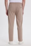 Erkek Slim Fit Dar Kesim Beli Bağcıklı 3 Cepli Geniş Paça Koyu Vizon Eşofman Altı