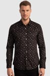 Super Slim Fit Baskılı Desenli Likralı Erkek Gömlek