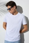 Unisex Slim Fit Dar Kesim %100 Pamuk Yumuşak Dokulu Beyaz Bisiklet Yaka Tişört