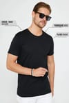 Unisex Slim Fit Dar Kesim %100 Pamuk Yumuşak Dokulu Siyah Bisiklet Yaka Tişört
