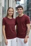 Unisex Slim Fit Dar Kesim %100 Pamuk Yumuşak Dokulu Bordo Bisiklet Yaka Tişört