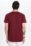 Unisex Slim Fit Dar Kesim %100 Pamuk Yumuşak Dokulu Bordo Bisiklet Yaka Tişört