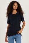 Unisex Slim Fit Dar Kesim %100 Pamuk Yumuşak Dokulu Lacivert Bisiklet Yaka Tişört