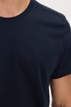 Unisex Slim Fit Dar Kesim %100 Pamuk Yumuşak Dokulu Lacivert Bisiklet Yaka Tişört