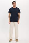Unisex Slim Fit Dar Kesim %100 Pamuk Yumuşak Dokulu Lacivert Bisiklet Yaka Tişört