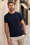 Unisex Slim Fit Dar Kesim %100 Pamuk Yumuşak Dokulu Lacivert Bisiklet Yaka Tişört
