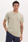 Unisex Slim Fit Dar Kesim %100 Pamuk Yumuşak Dokulu Yeşil Bisiklet Yaka Tişört