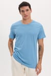 Unisex Slim Fit Dar Kesim %100 Pamuk Yumuşak Dokulu Mavi Bisiklet Yaka Tişört