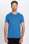 Erkek Slim Fit Dar Kesim %100 Pamuk Yumuşak Dokulu Mavi Bisiklet Yaka Tişört