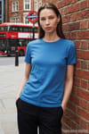 Unisex Slim Fit Dar Kesim %100 Pamuk Yumuşak Dokulu Mavi Bisiklet Yaka Tişört