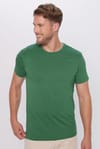 Erkek Slim Fit Dar Kesim %100 Pamuk Yumuşak Dokulu Yeşil Bisiklet Yaka Tişört