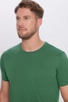 Erkek Slim Fit Dar Kesim %100 Pamuk Yumuşak Dokulu Yeşil Bisiklet Yaka Tişört