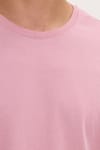 Unisex Slim Fit Dar Kesim %100 Pamuk Yumuşak Dokulu Lila Bisiklet Yaka Tişört