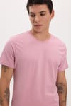 Unisex Slim Fit Dar Kesim %100 Pamuk Yumuşak Dokulu Lila Bisiklet Yaka Tişört