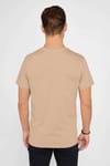 Erkek Slim Fit Dar Kesim %100 Pamuk Yumuşak Dokulu Vizon Renk Bisiklet Yaka Tişört