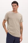 Unisex Slim Fit Dar Kesim %100 Pamuk Yumuşak Dokulu Vizon Bisiklet Yaka Tişört