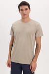 Unisex Slim Fit Dar Kesim %100 Pamuk Yumuşak Dokulu Vizon Bisiklet Yaka Tişört
