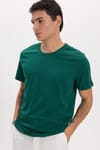 Unisex Slim Fit Dar Kesim %100 Pamuk Yumuşak Dokulu Yeşil Bisiklet Yaka Tişört