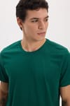 Unisex Slim Fit Dar Kesim %100 Pamuk Yumuşak Dokulu Yeşil Bisiklet Yaka Tişört