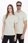 Unisex Slim Fit Dar Kesim %100 Pamuk Yumuşak Dokulu Taş Renk Bisiklet Yaka Tişört