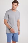 Unisex Slim Fit Dar Kesim %100 Pamuk Yumuşak Dokulu Gri Bisiklet Yaka Tişört