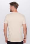 Erkek Slim Fit Dar Kesim %100 Pamuk Yumuşak Dokulu Krem Renk Bisiklet Yaka Tişört