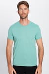 Erkek Slim Fit Dar Kesim %100 Pamuk Yumuşak Dokulu Yeşil Bisiklet Yaka Tişört