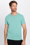 Erkek Slim Fit Dar Kesim %100 Pamuk Yumuşak Dokulu Yeşil Bisiklet Yaka Tişört