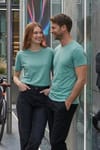 Unisex Slim Fit Dar Kesim %100 Pamuk Yumuşak Dokulu Yeşil Bisiklet Yaka Tişört